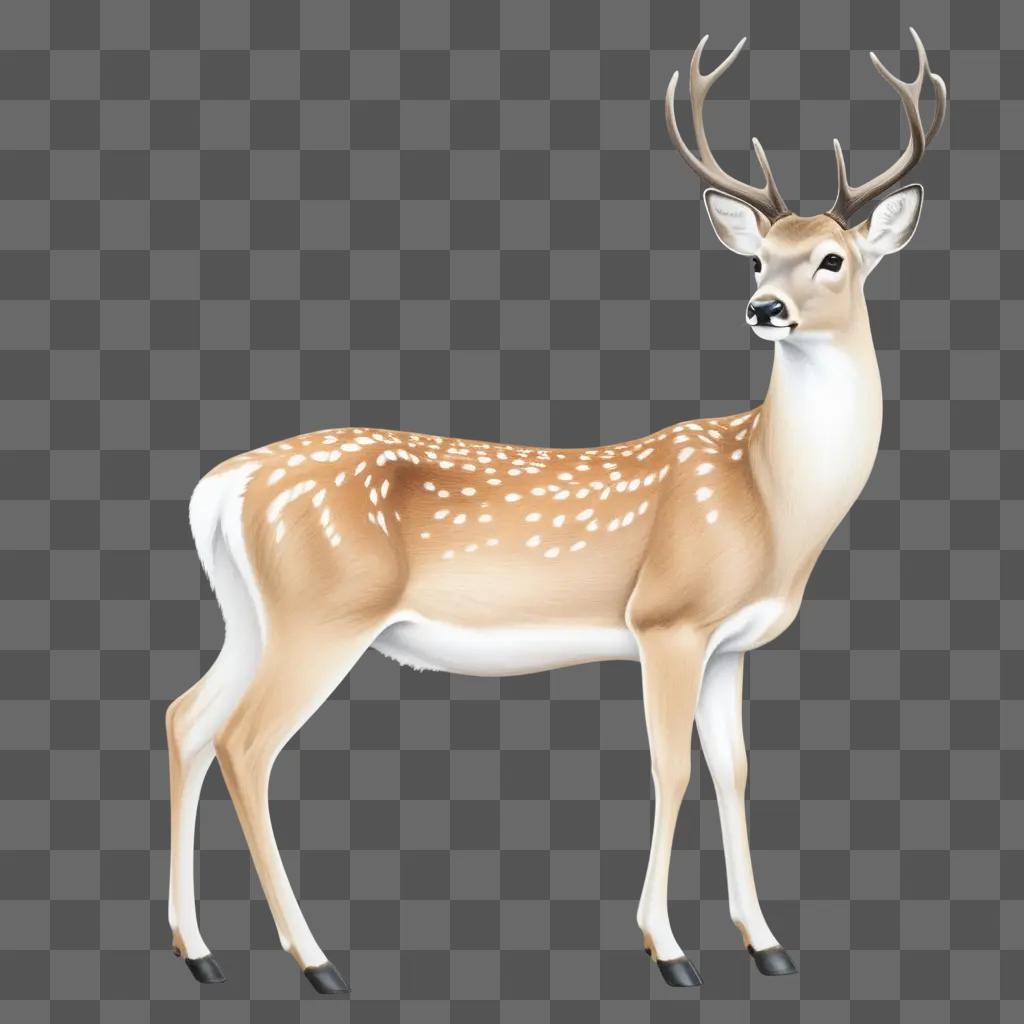 artistic depiction of a deer with a tan and white color scheme