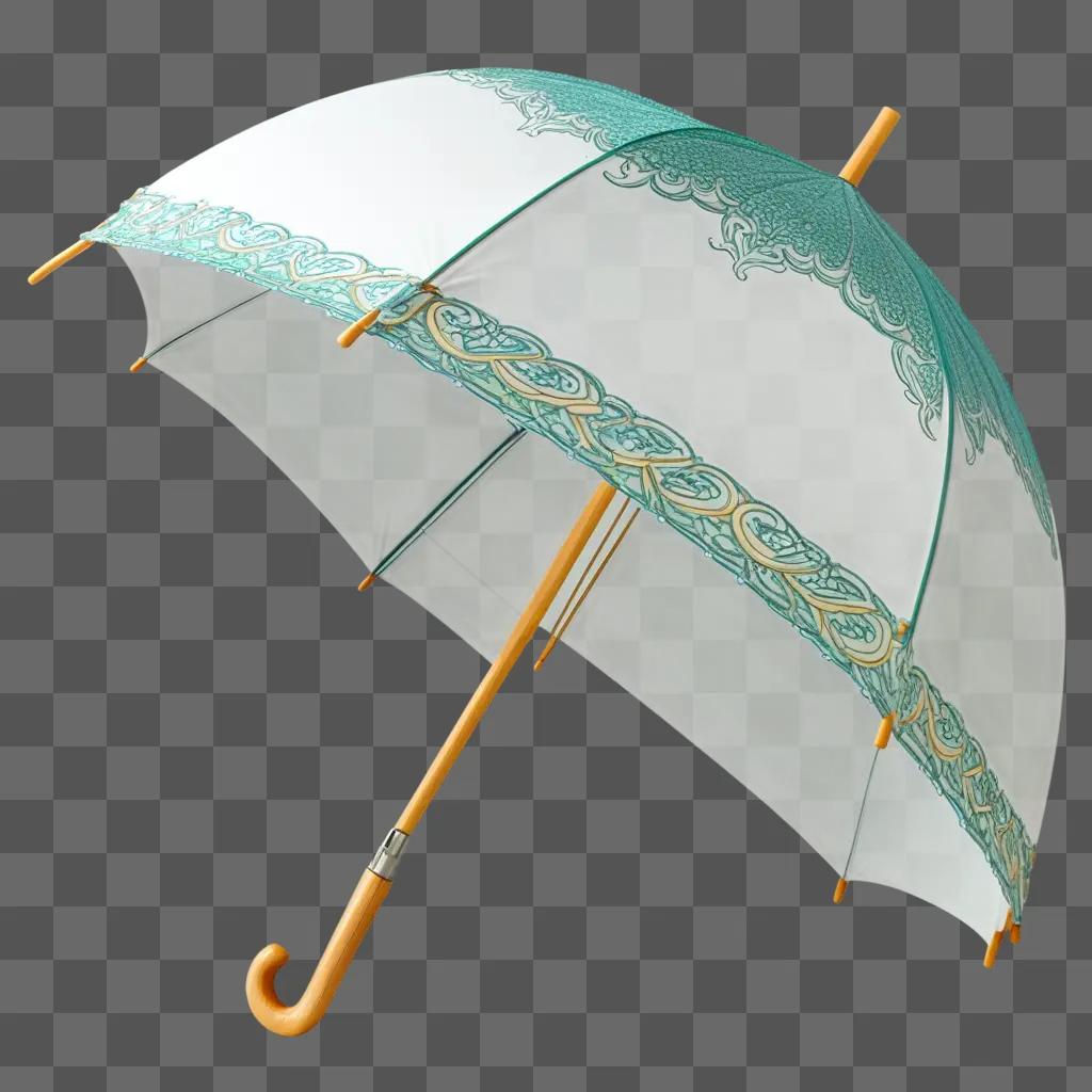 artistic sketch of a white umbrella with a floral design