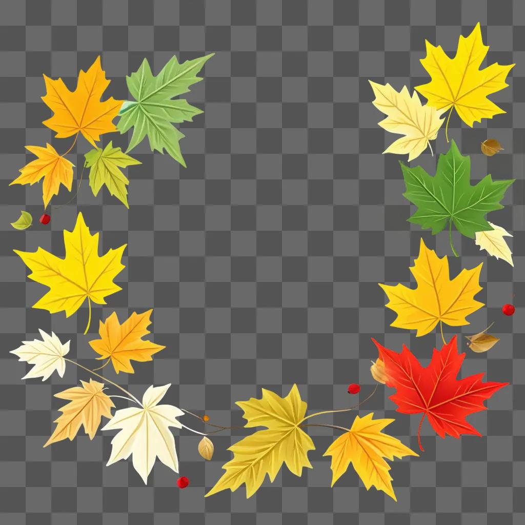 autumn leaf frame with a colorful background