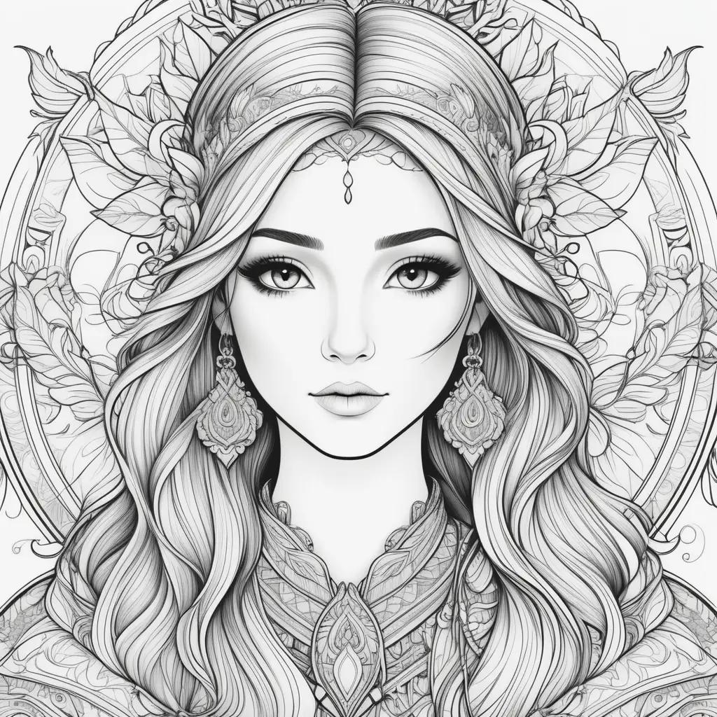 avatar coloring page with a woman and flowers