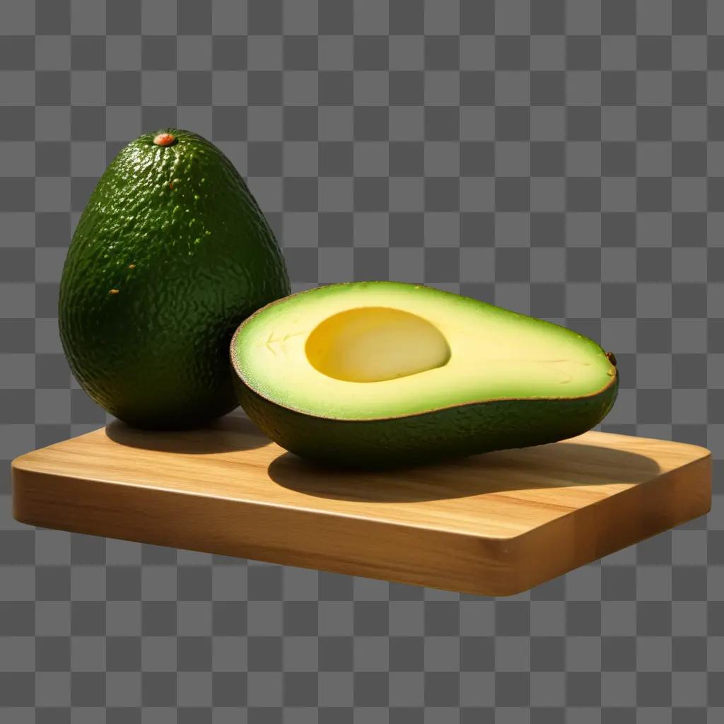 avocado sitting on a cutting board with its pit visible