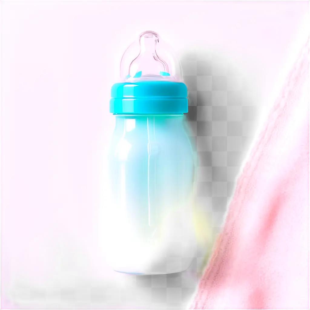 baby bottle with blue top and white bottom