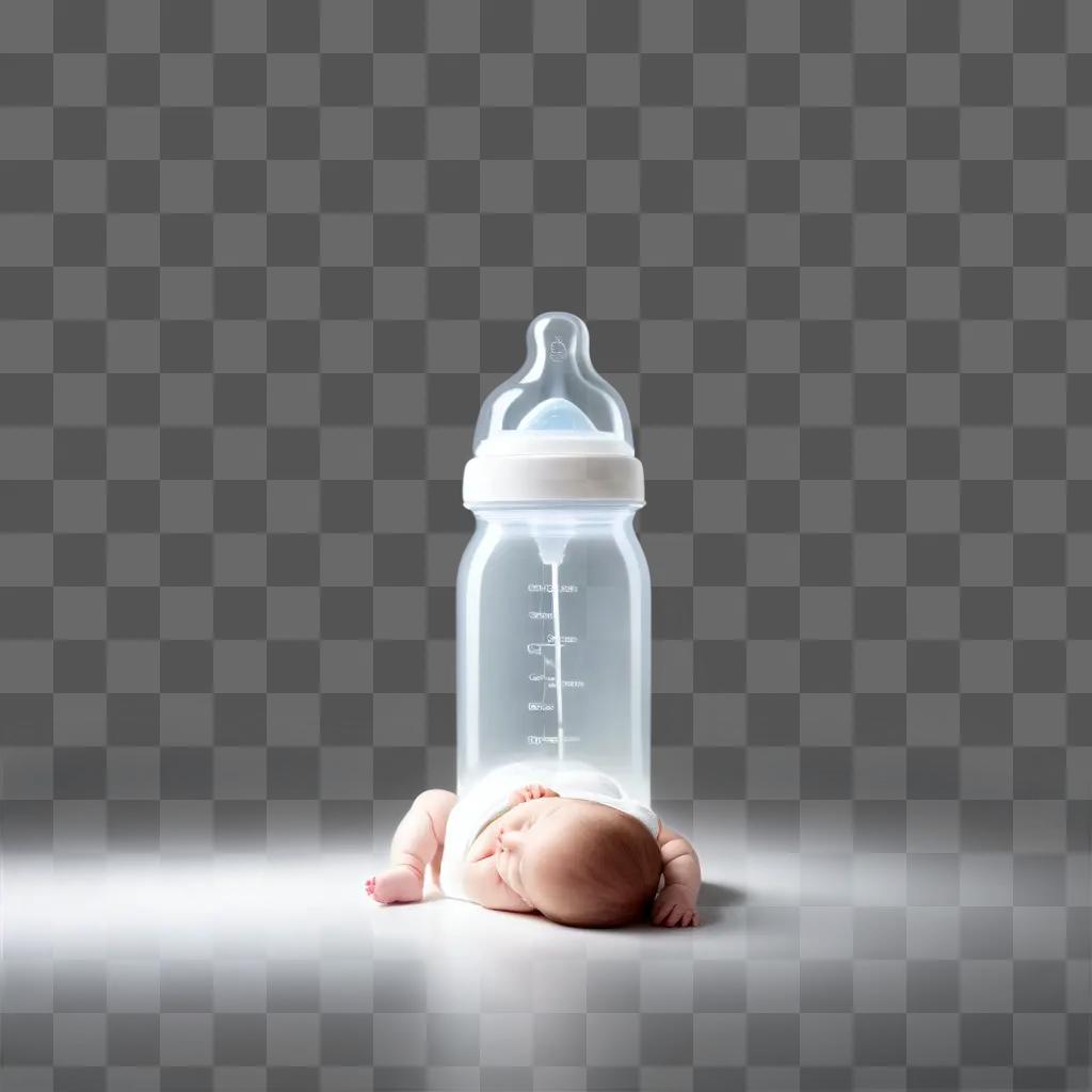 baby sleeping in a baby bottle