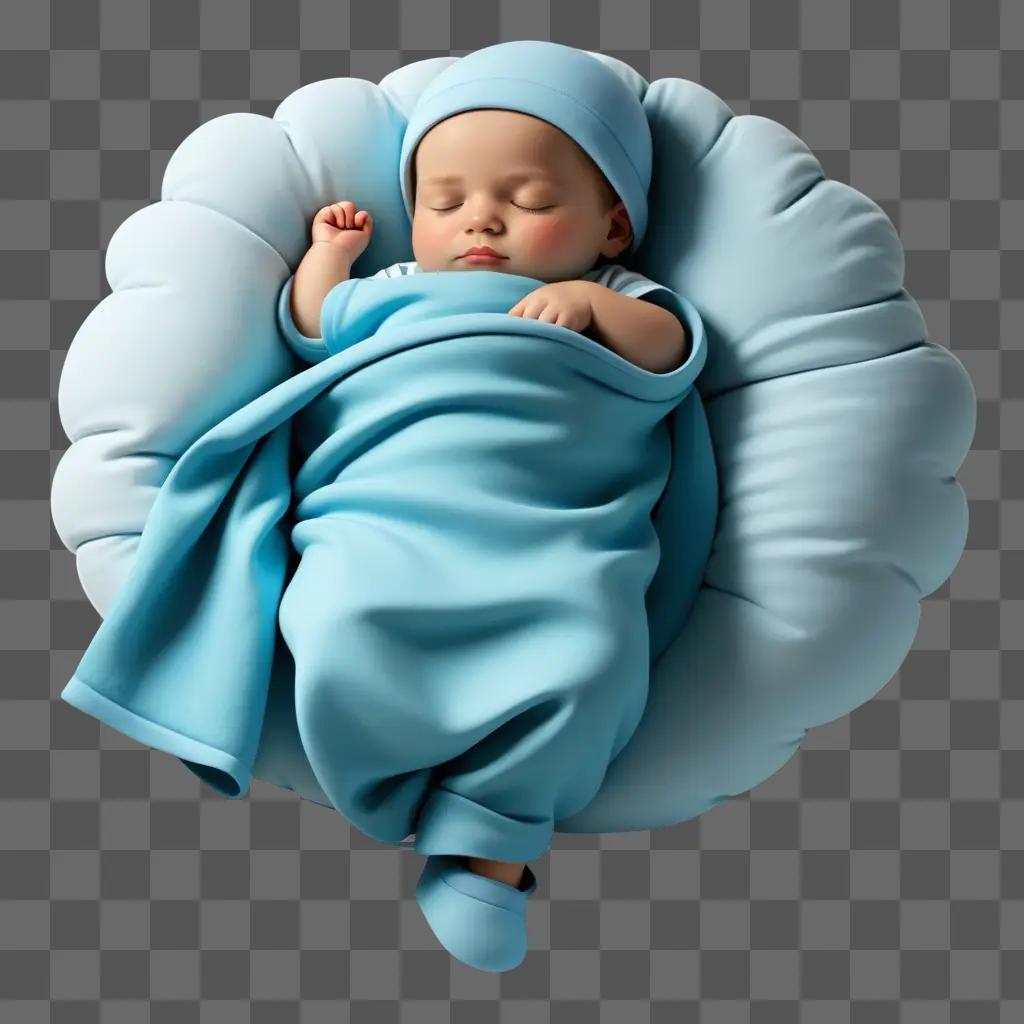 baby sleeping in a blue sleeping bag