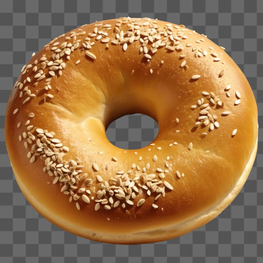 bagel with sesame seeds on a beige background