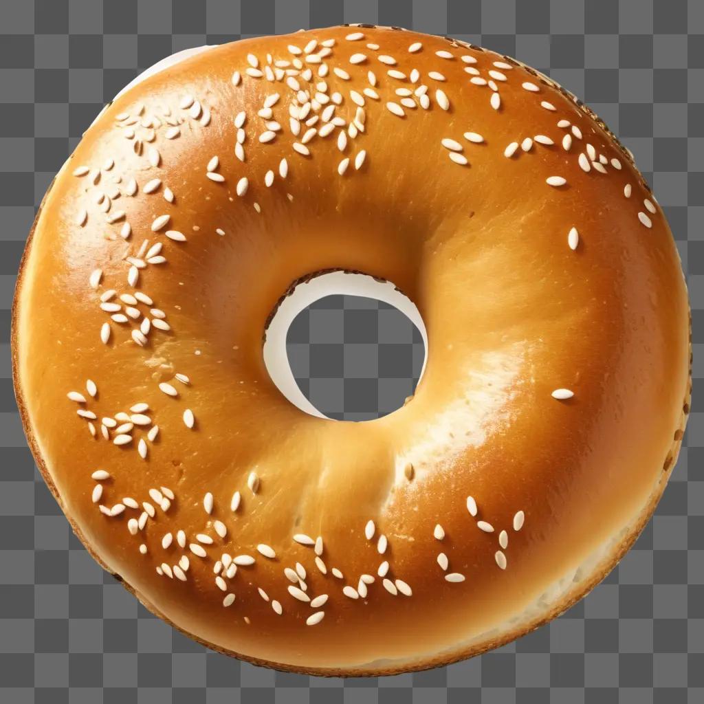 bagel with sesame seeds on a brown background