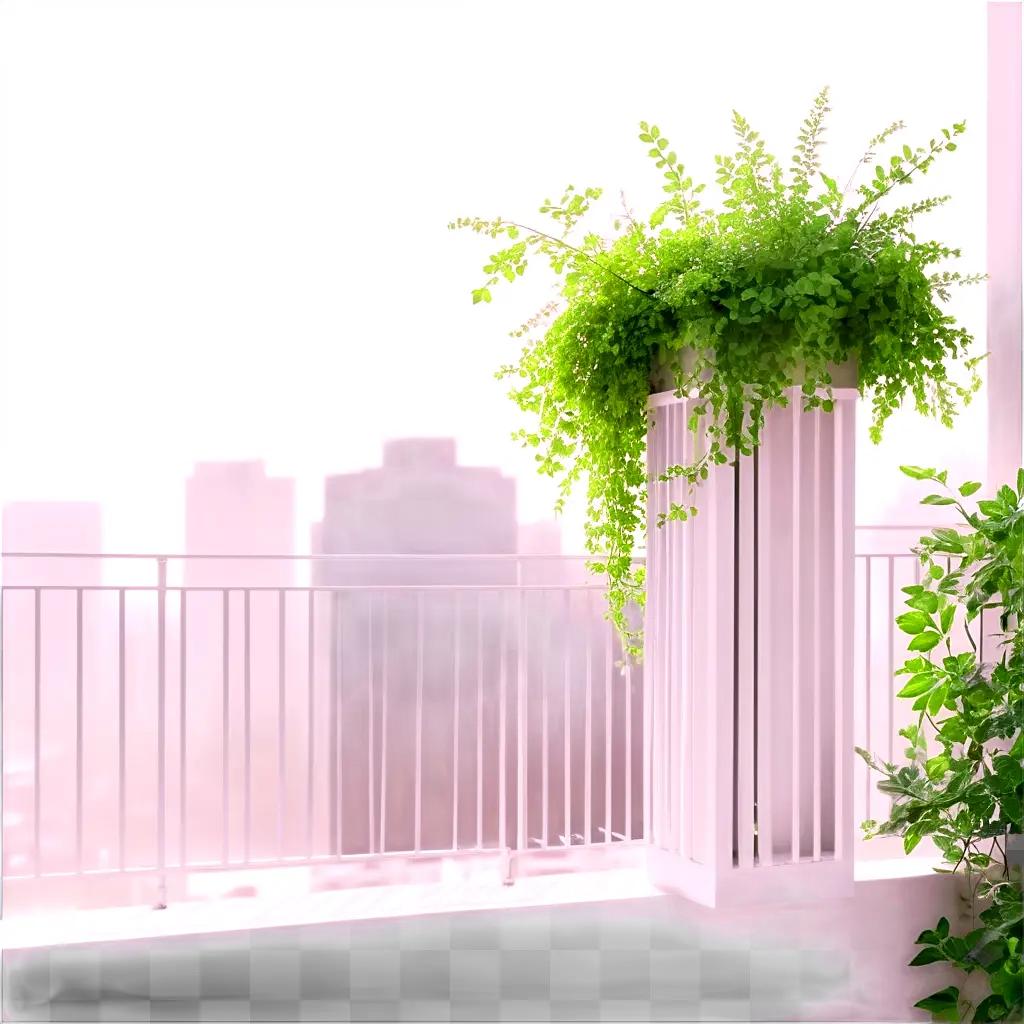 balcony with plants and a white flower pot