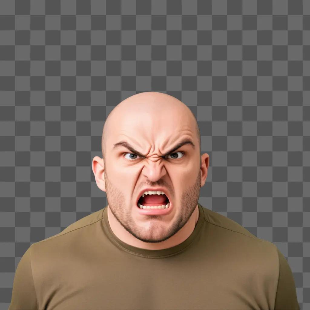 bald man with an angry face