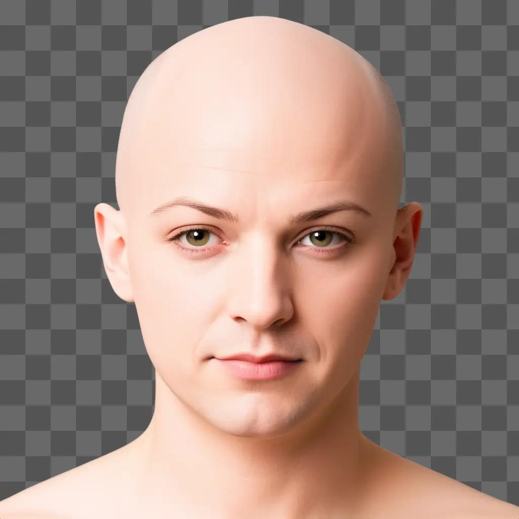 bald mans head is on a pink background