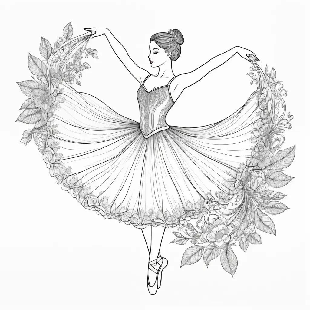 ballet dancer coloring page with flowers