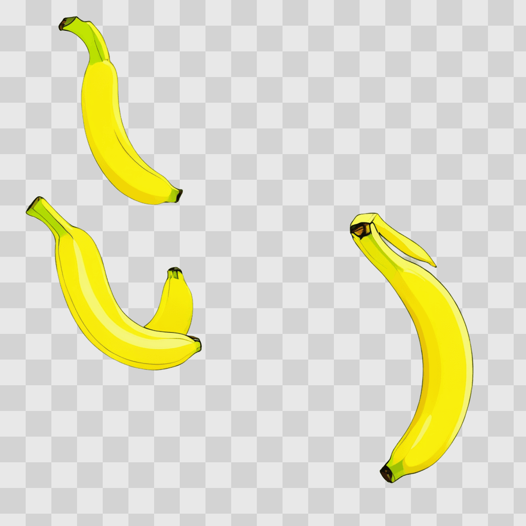 banana drawing for kids Three bananas on a green background