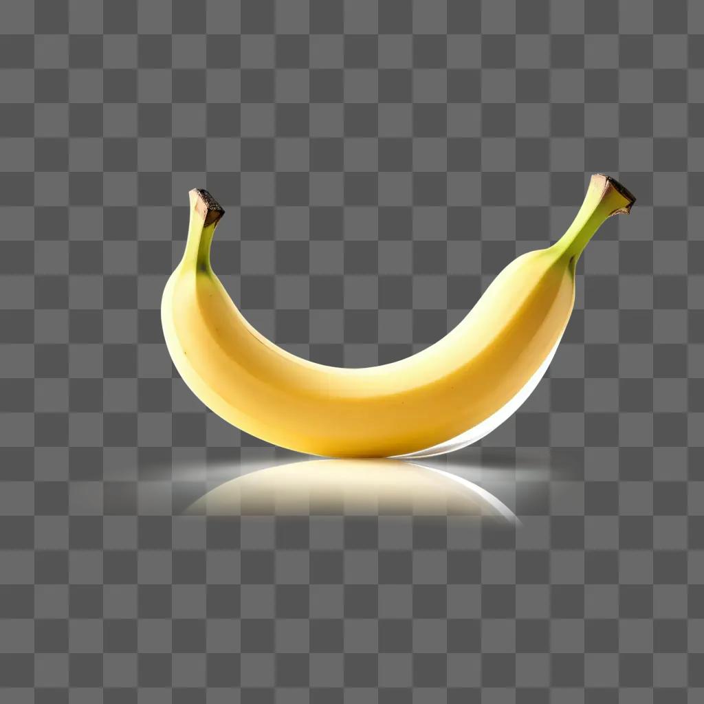 banana with a transparent reflection on a beige background