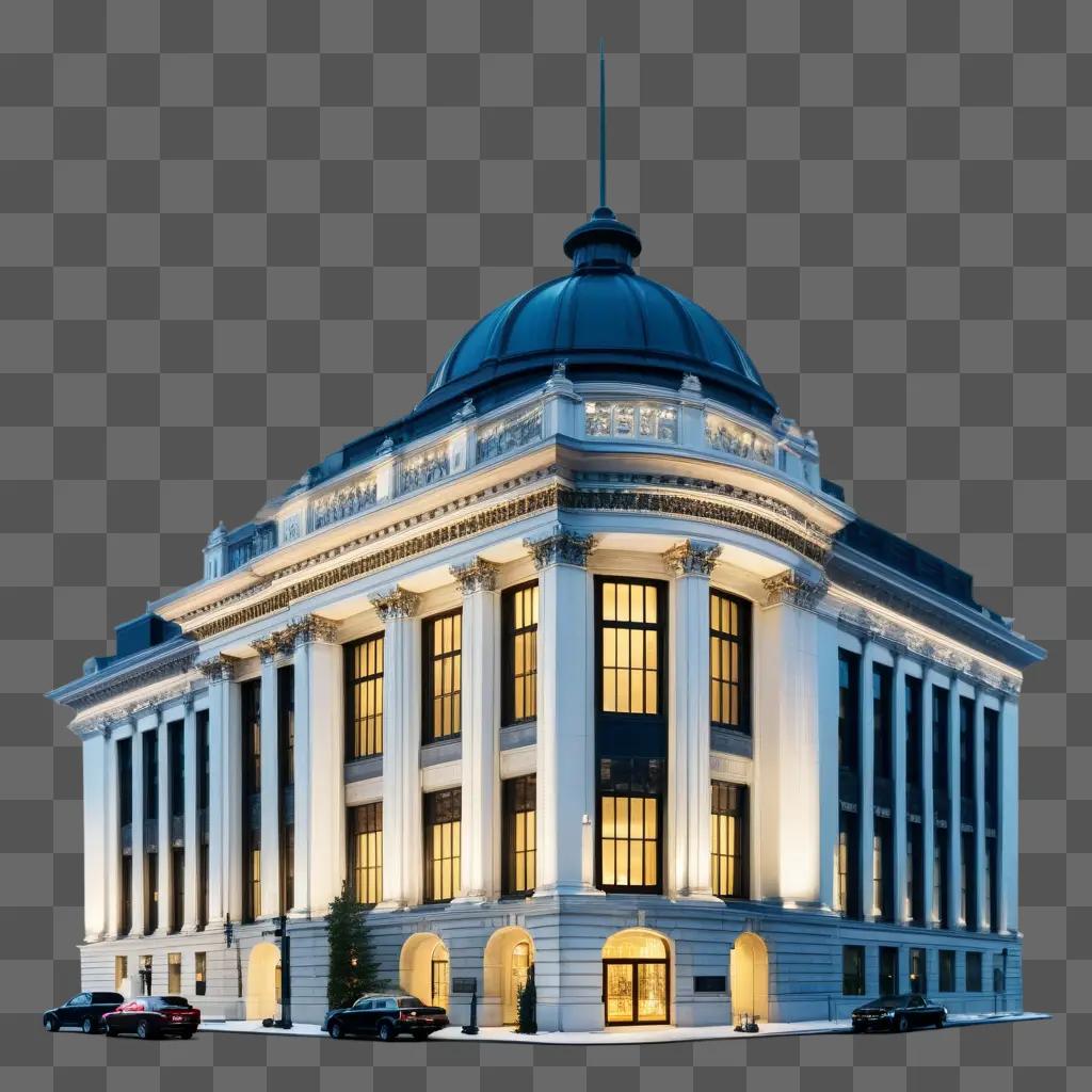 bank building with a domed roof and a large window