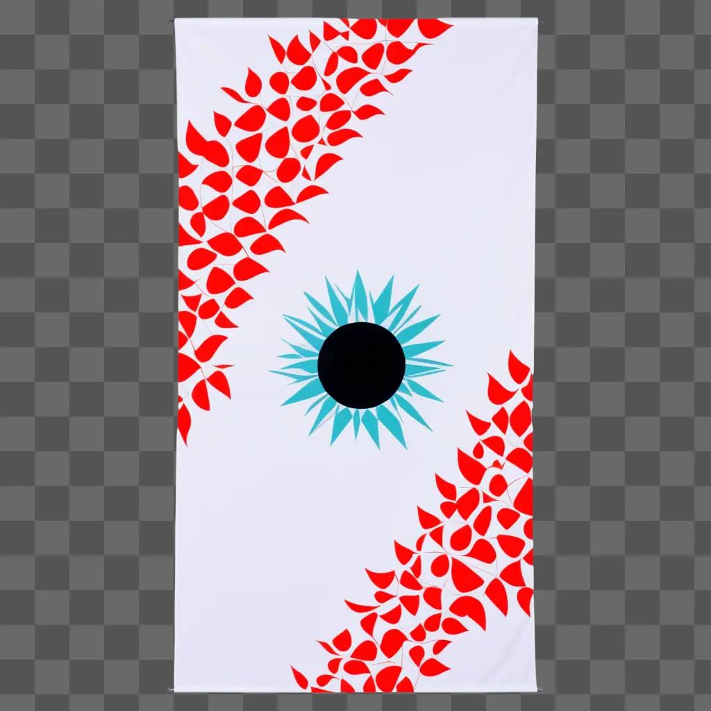 banner with a black eye and red flowers