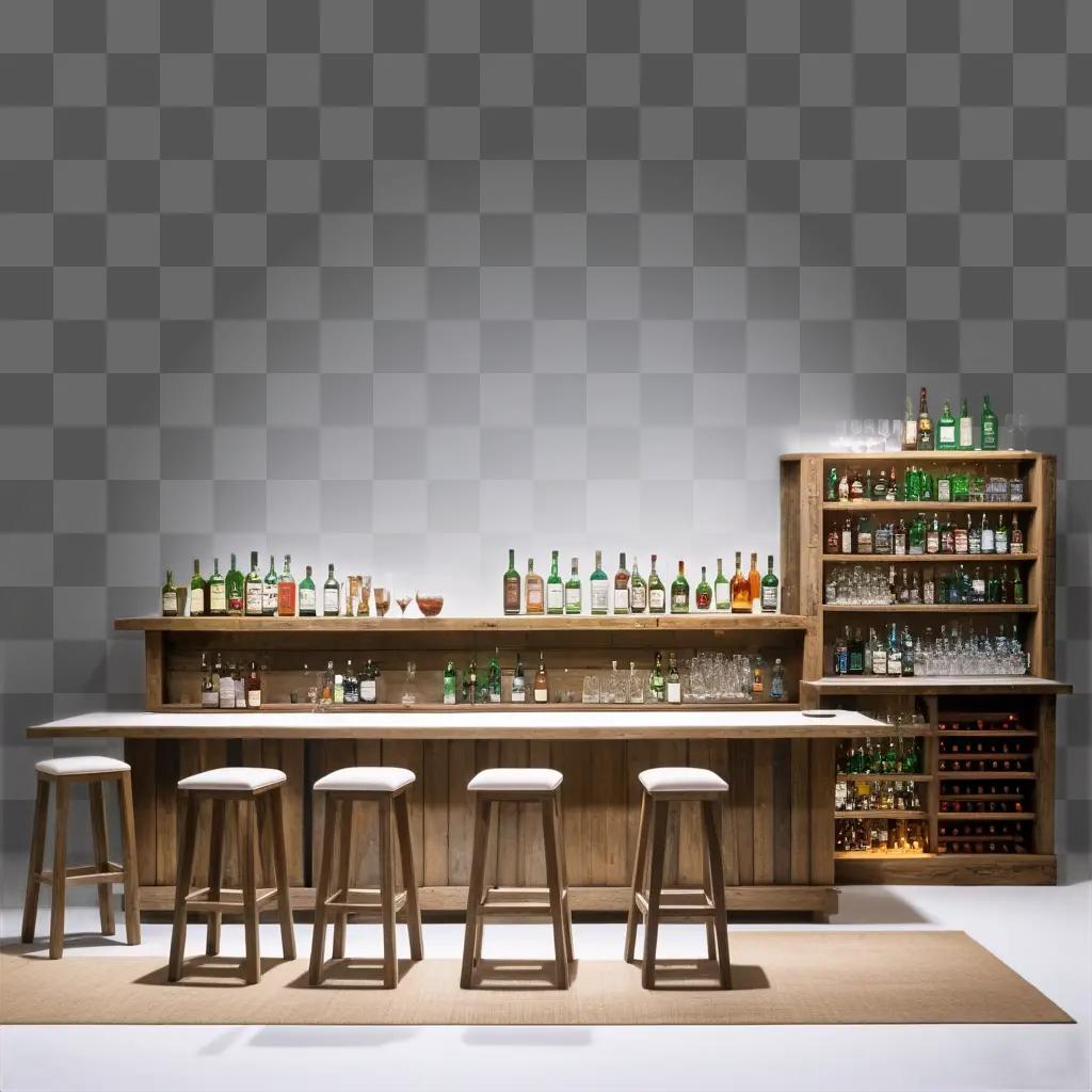 bar with stools, wine bottles, and a spotlight