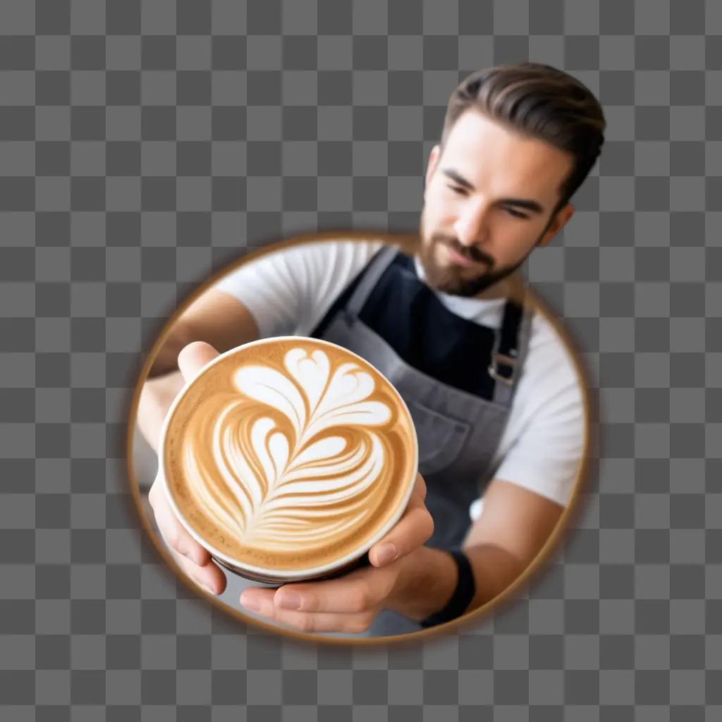 barista displays a latte art design