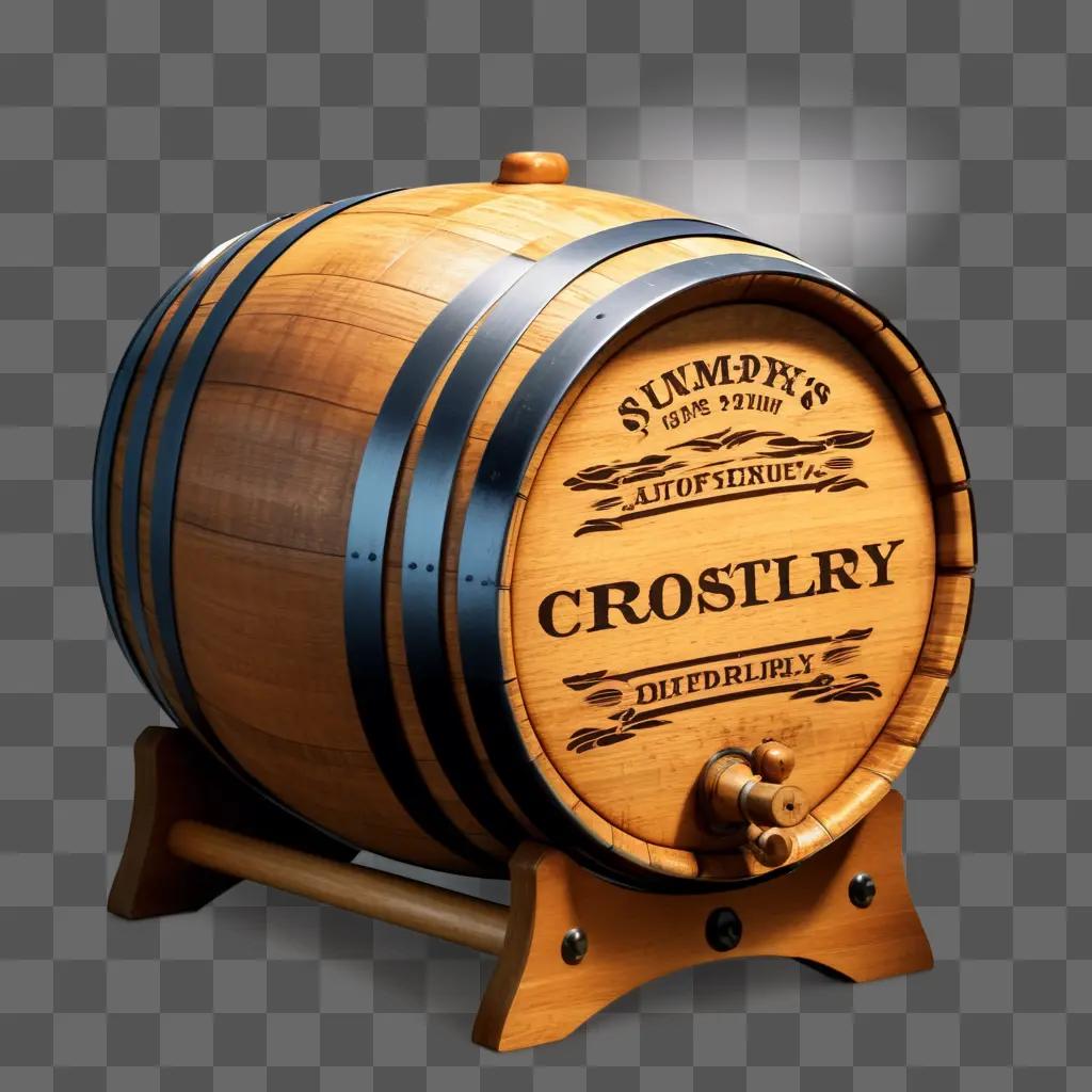 barrel made of wood with writing on it