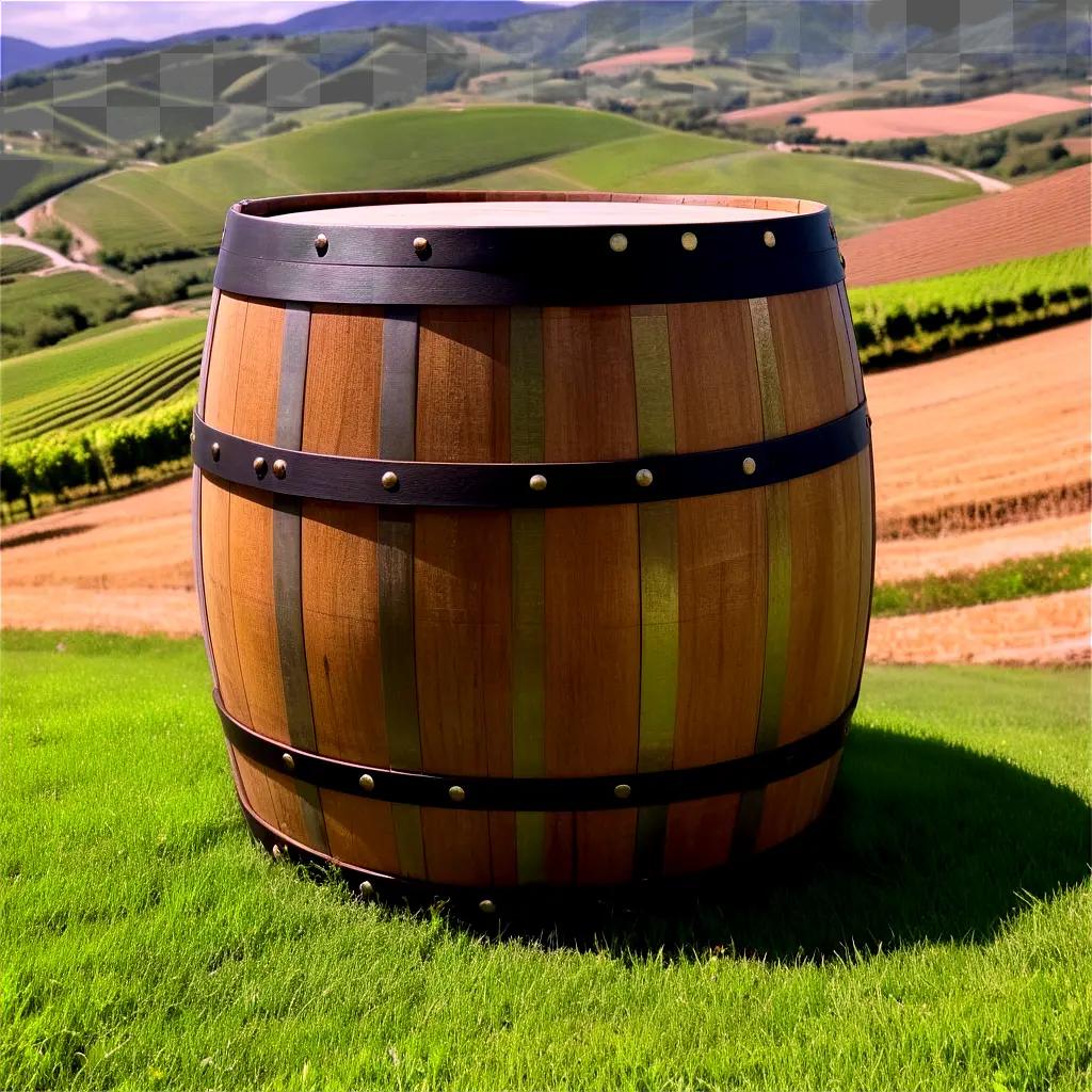 barrel on a field of green grass