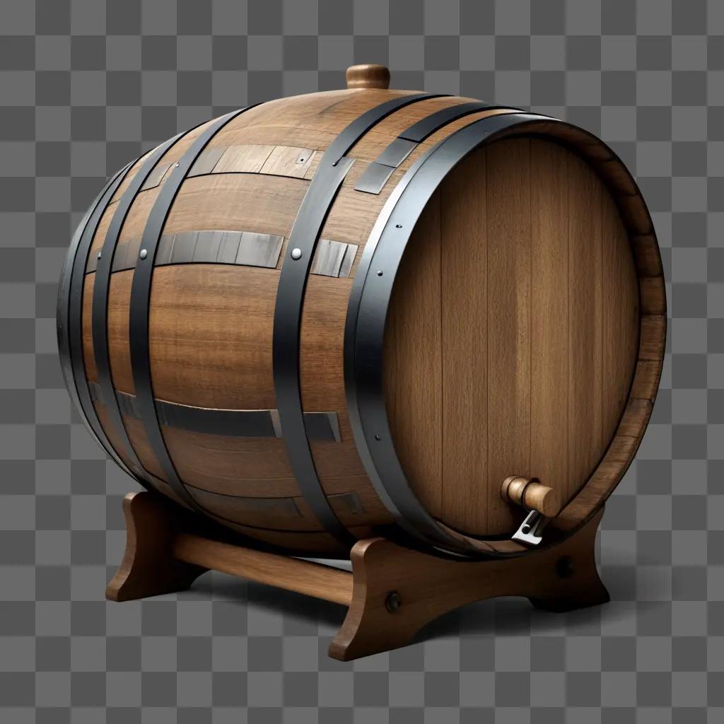 barrel stands against a brown background