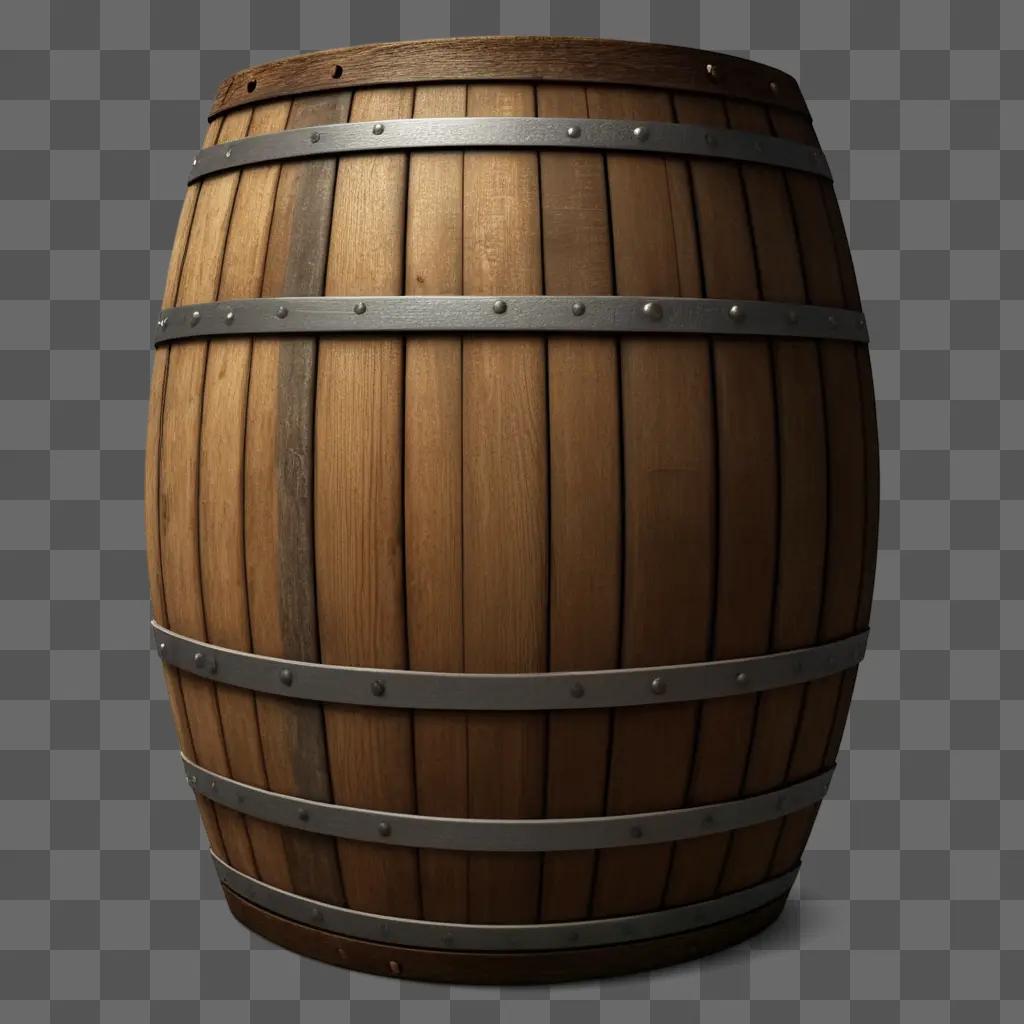 barrel with metal rivets and metal bands