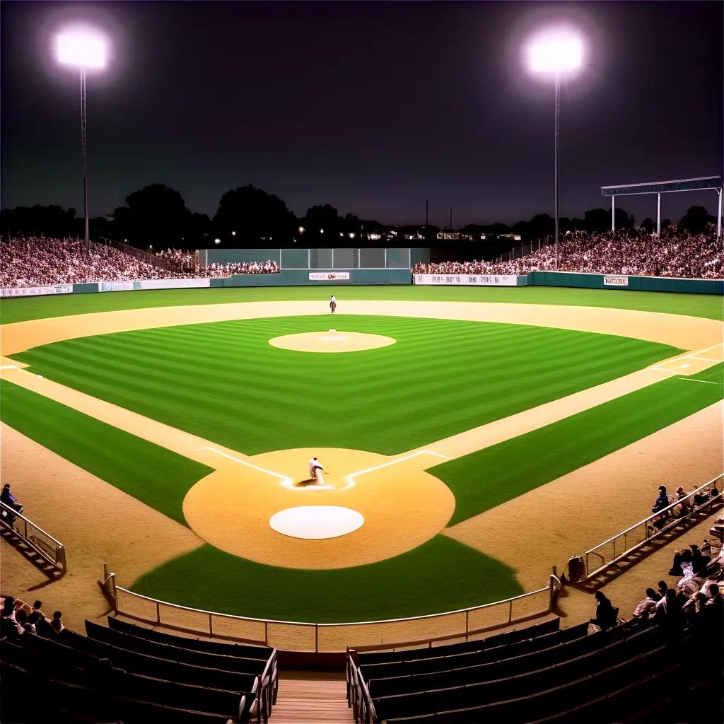 baseball field bathed in bright lights