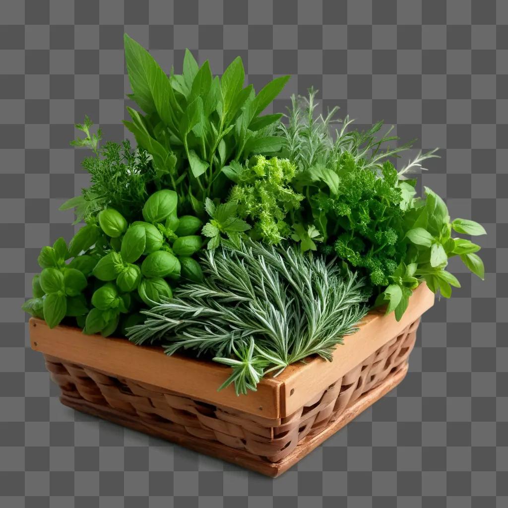 basket full of fresh herbs and spices