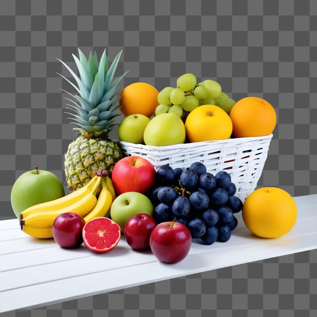 basket of fruit including apples, oranges, and bananas