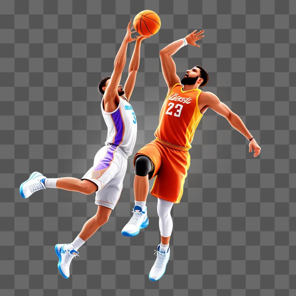 basketball player in a 3D model jumps to make a shot