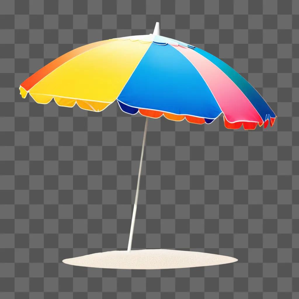 beach umbrella with multiple colors on a beach