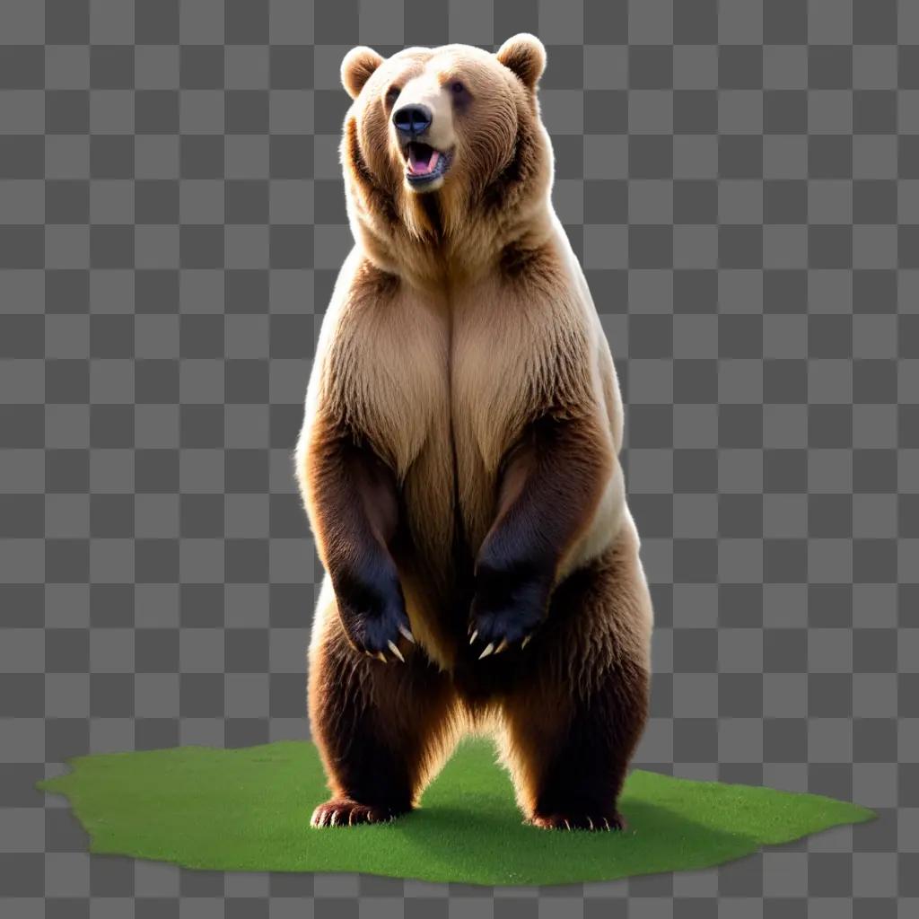 bear standing on a leaf on a green background