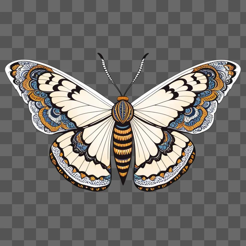 beautiful, intricate, and ornate butterfly with blue and yellow patterns