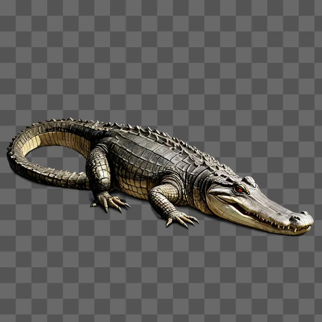 beautiful alligator drawing A crocodile with its mouth open on a dark background