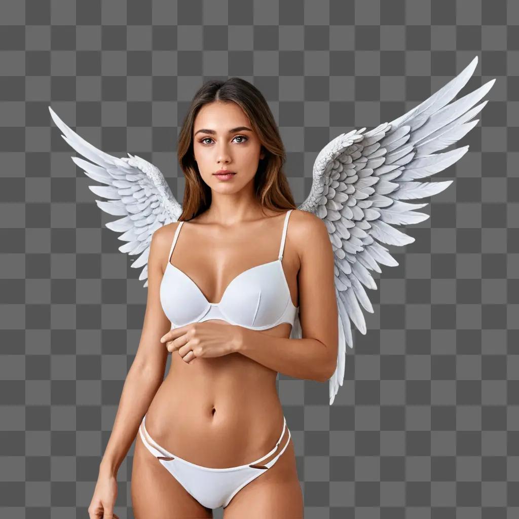 beautiful angel wings drawing A girl poses with angel wings