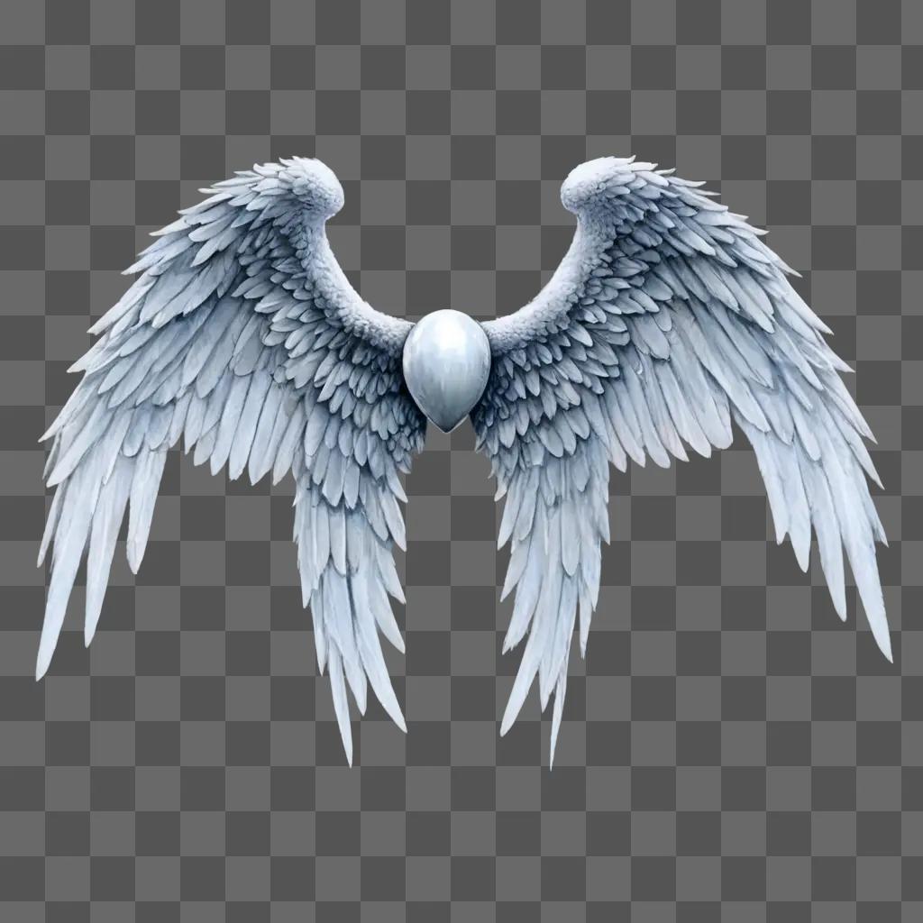 beautiful angel wings drawing A large white angelic wing on a gray background