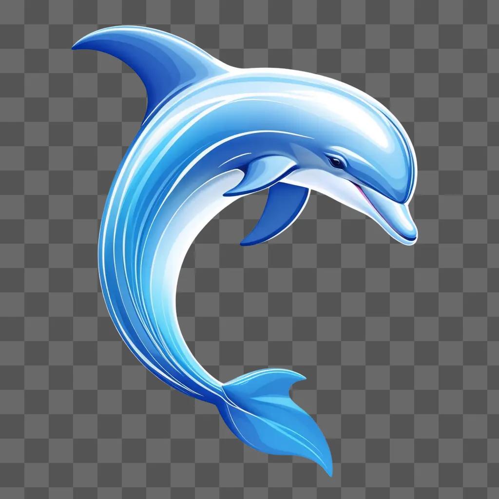 beautiful blue dolphin drawing on a blue background