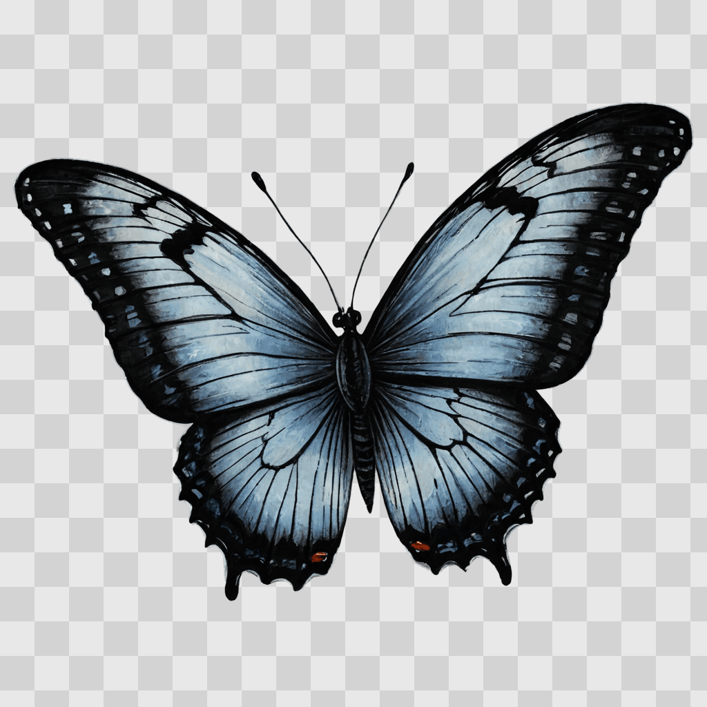 beautiful butterfly drawing A butterfly with blue wings on a dark background