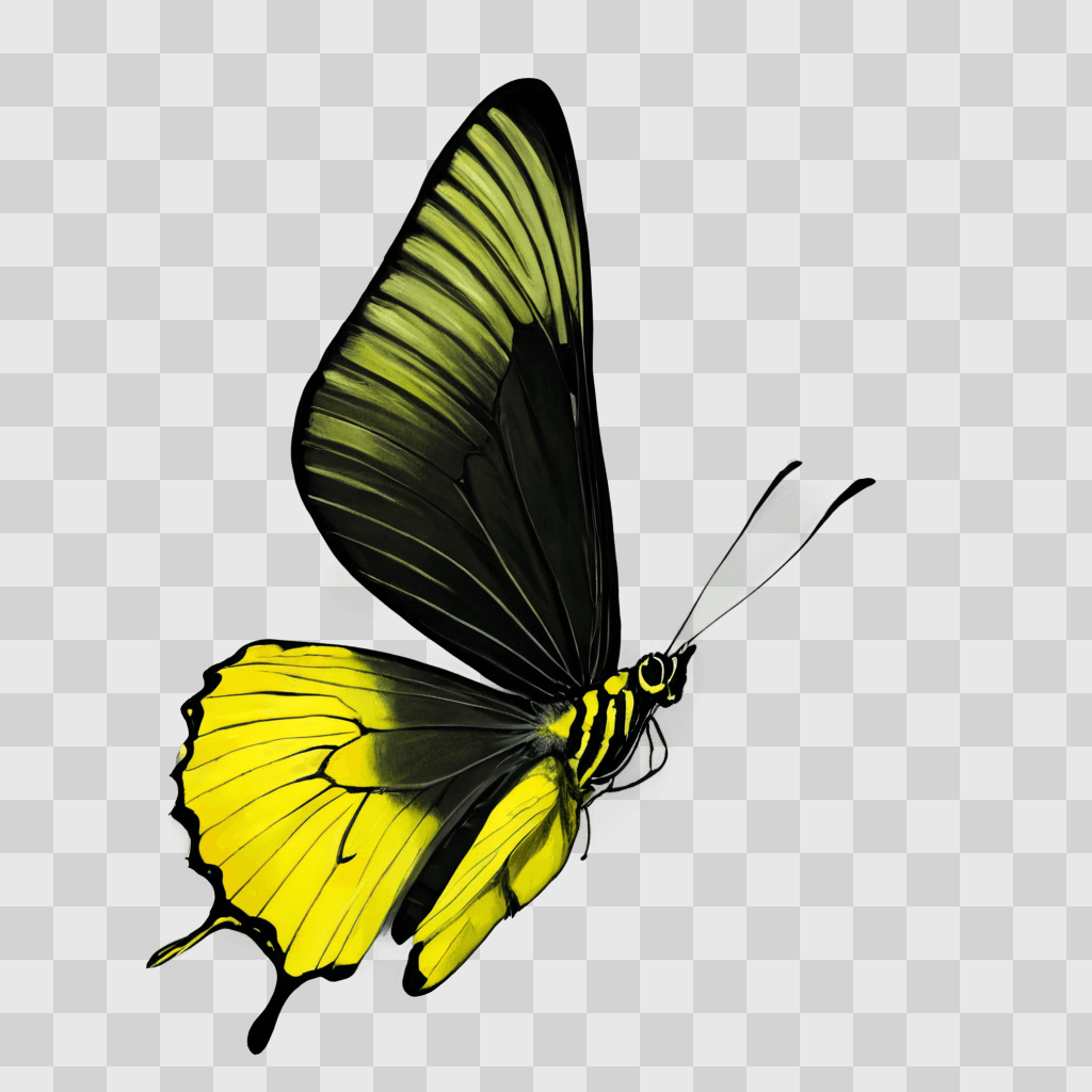 beautiful butterfly drawing A butterfly with yellow and black wings