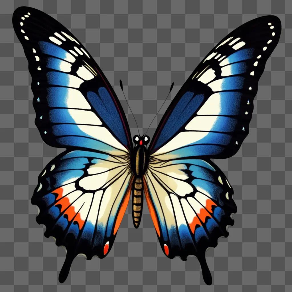 beautiful butterfly drawing on a dark background