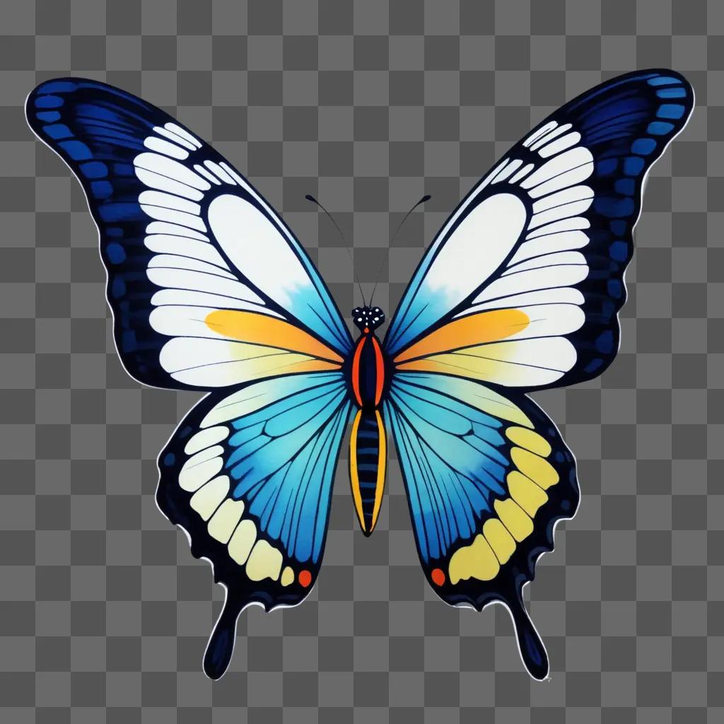 beautiful butterfly drawing on a dark background