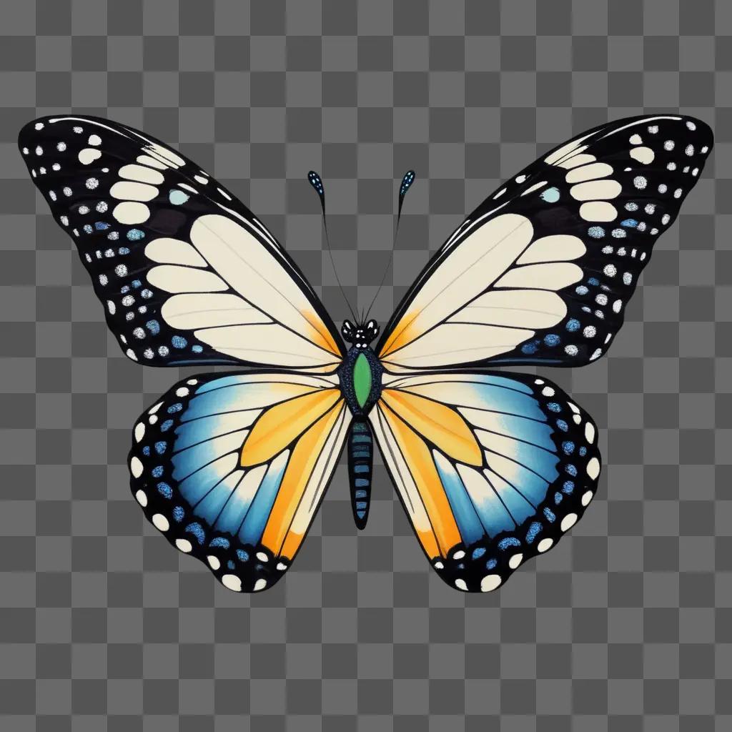 beautiful butterfly drawing on a grey background