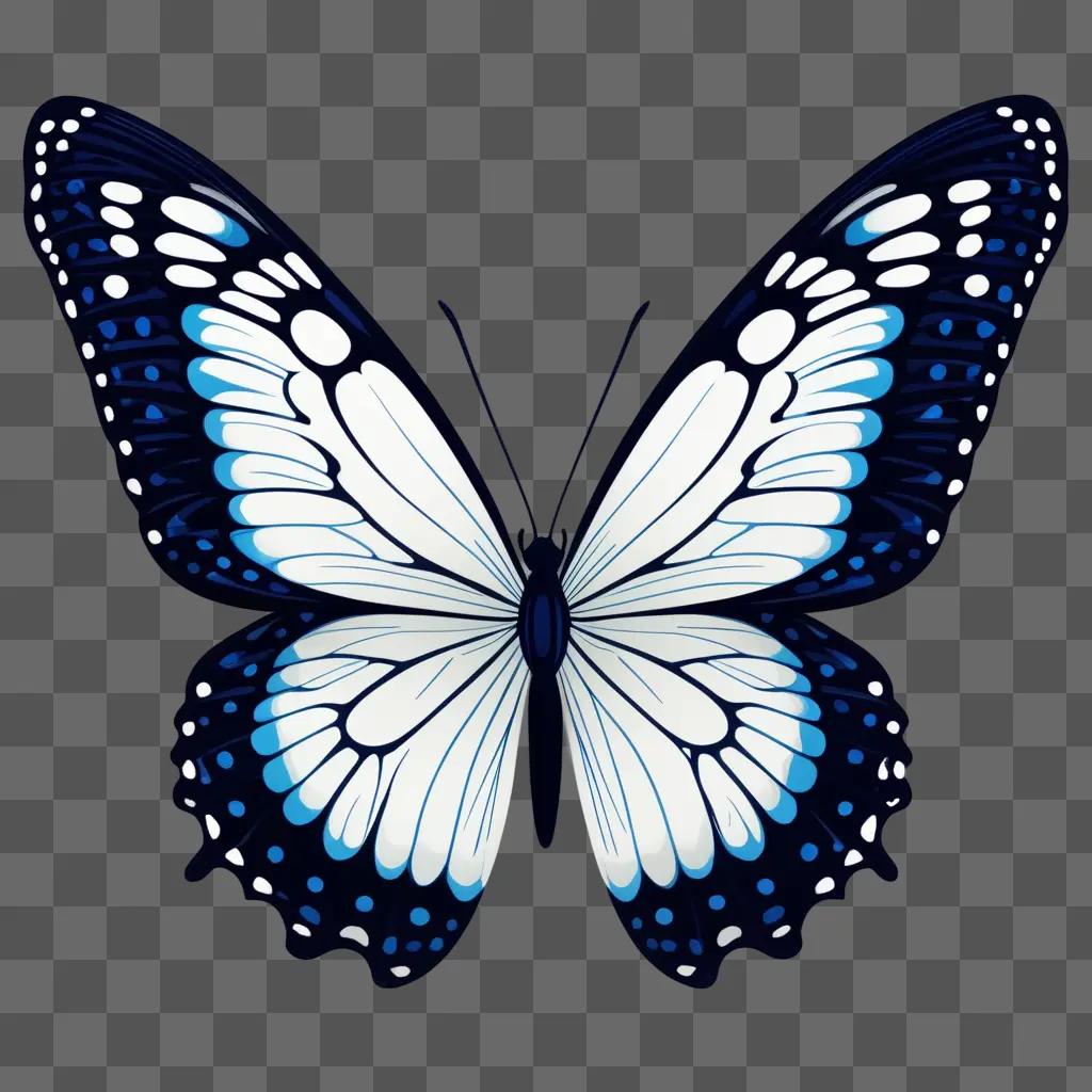 beautiful butterfly drawing with blue and white coloring