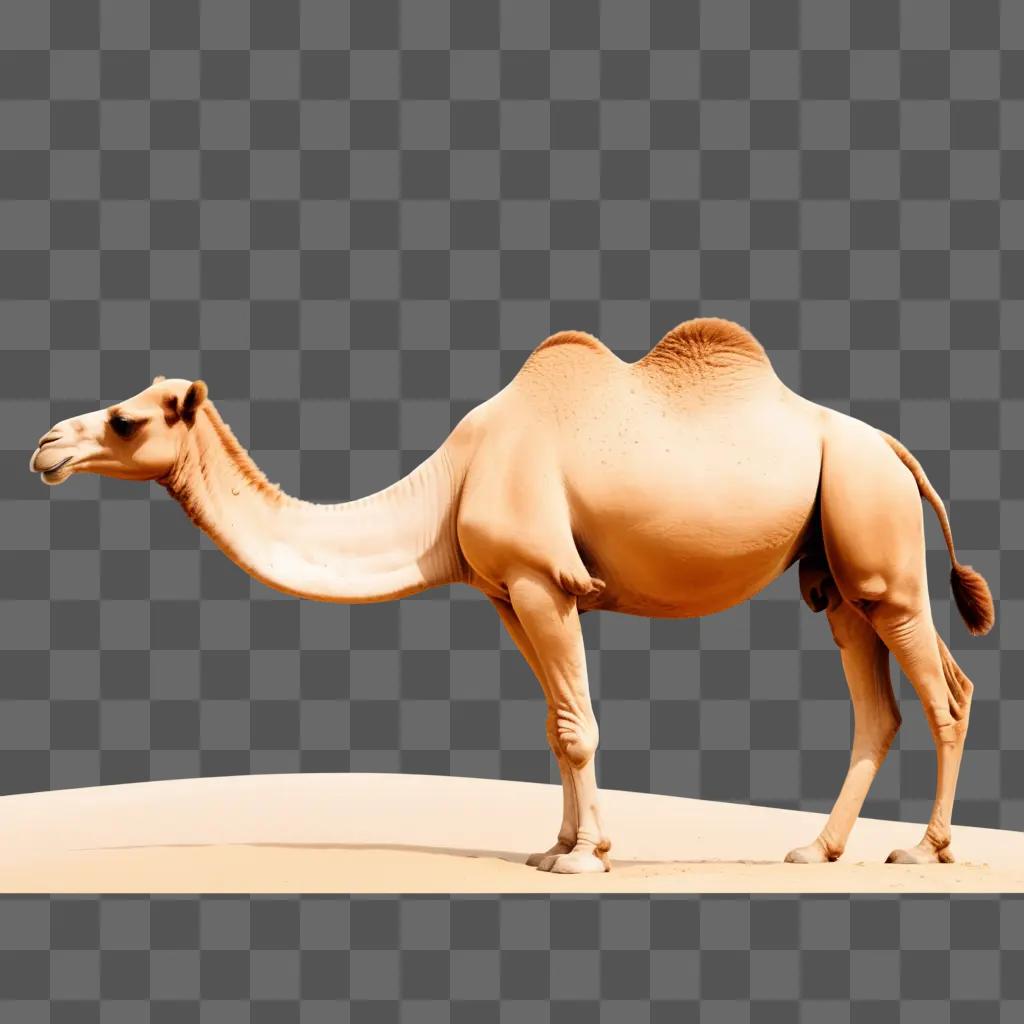 beautiful camel drawing with a beige wall in the background