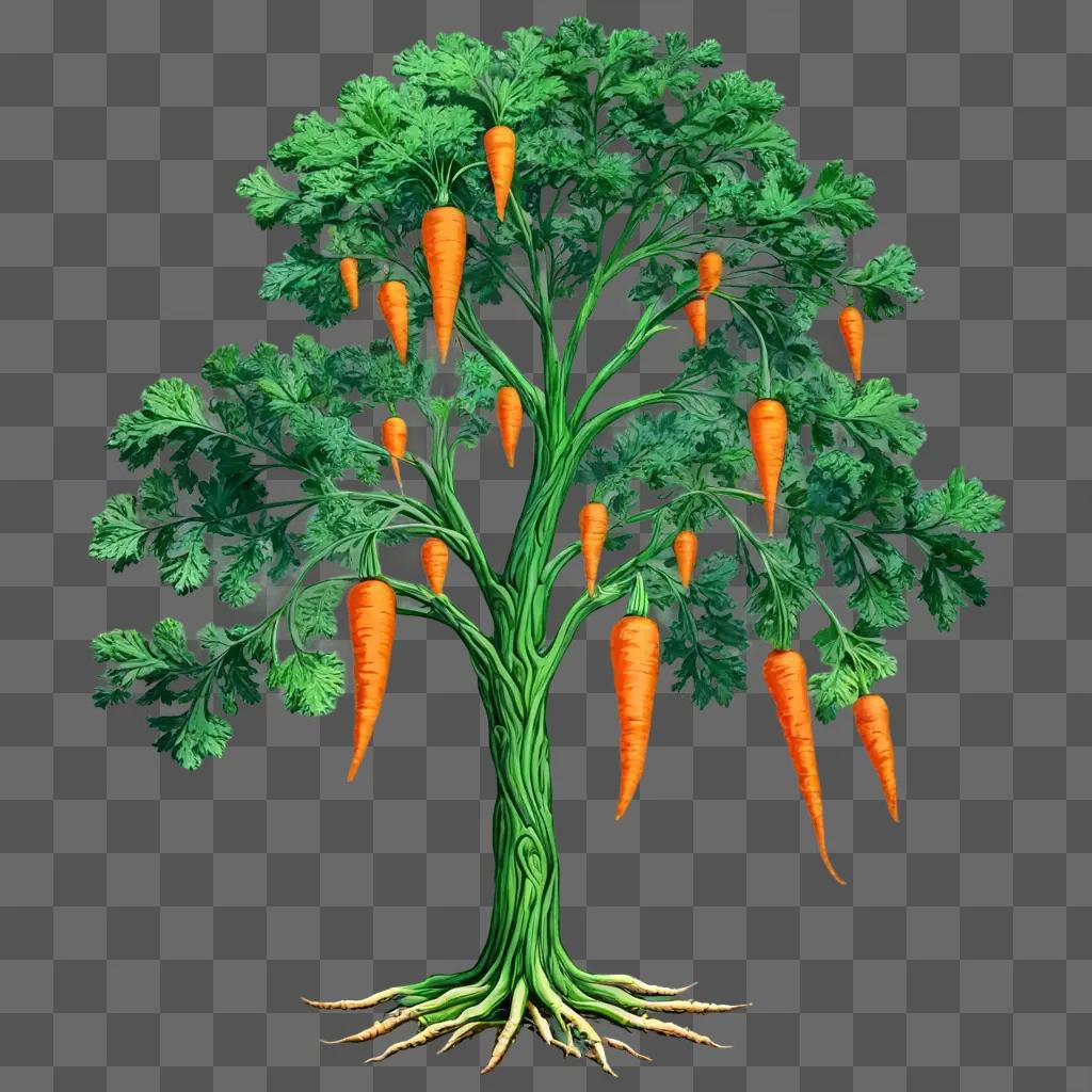 beautiful carrot drawing Tree with carrots growing on it