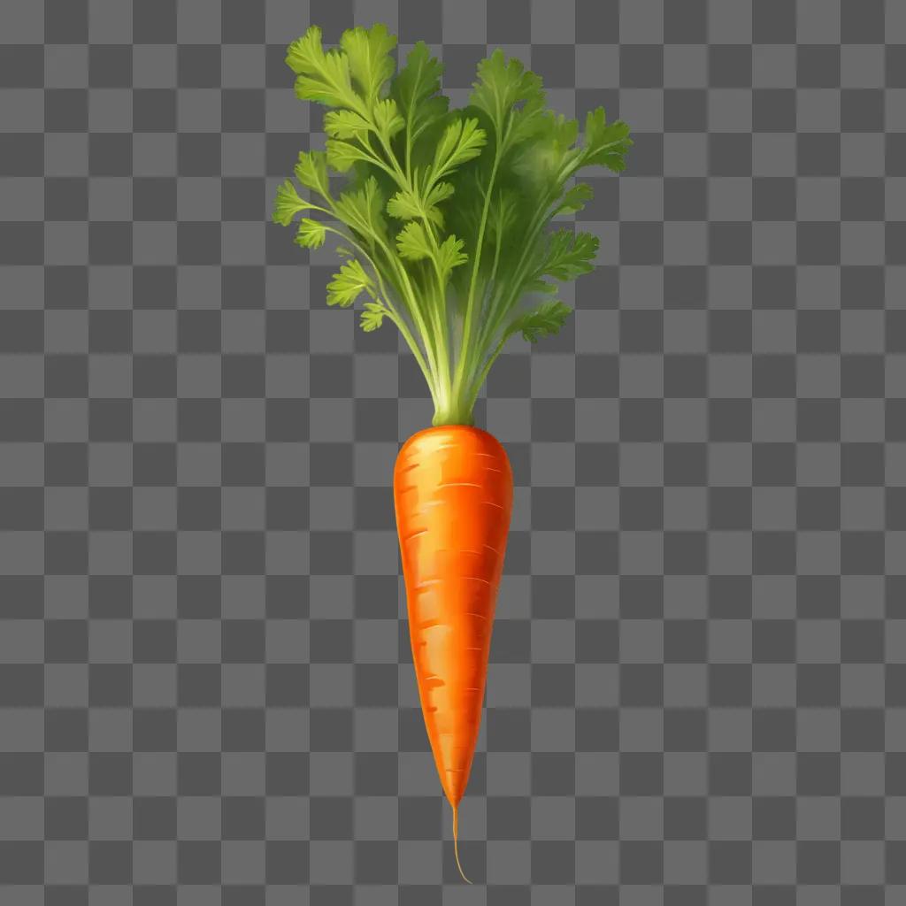 beautiful carrot drawing on a green background