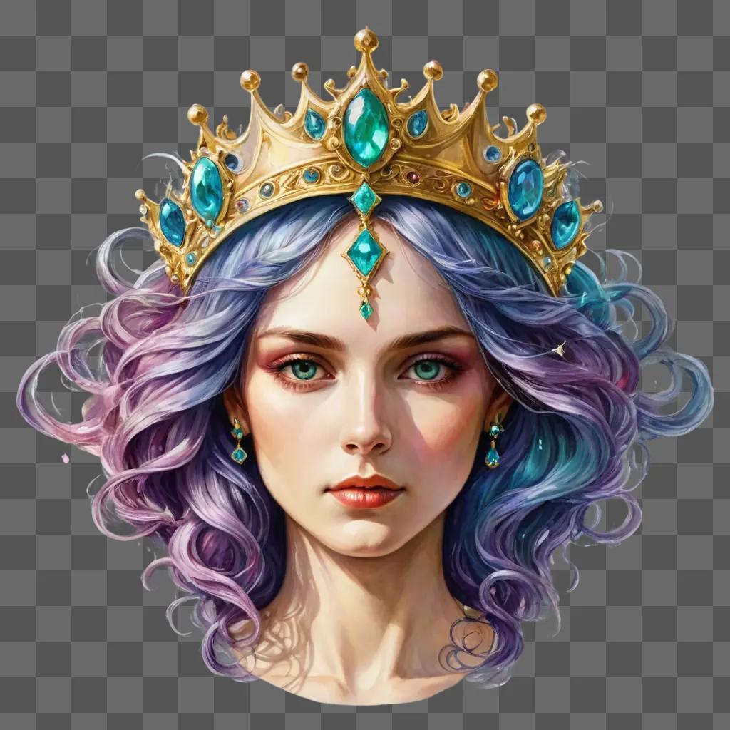 beautiful crown drawing A beautiful girl with a crown and jewels