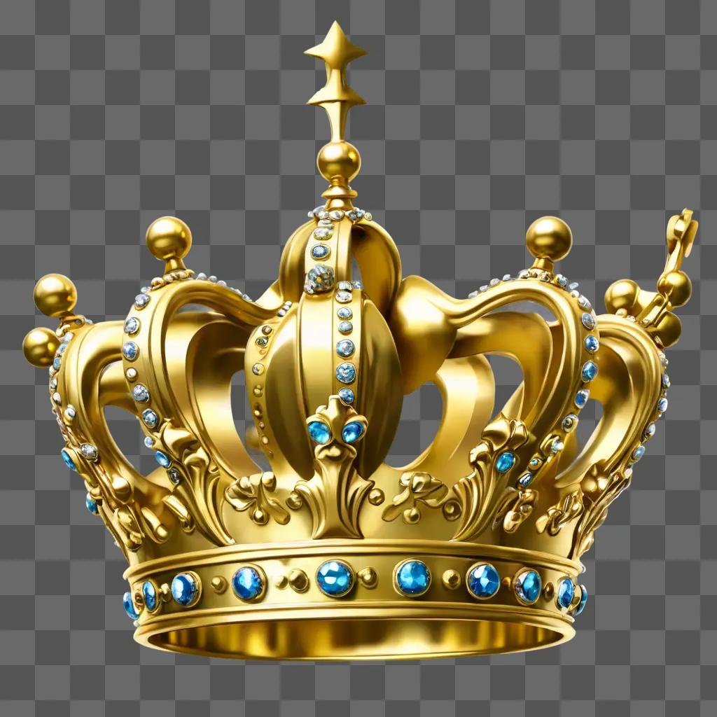 beautiful crown drawing A golden crown with blue stones