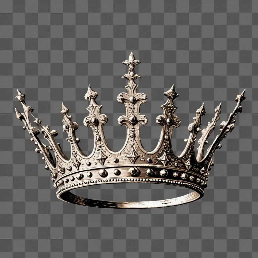 beautiful crown drawing A silver crown with star-like decorations