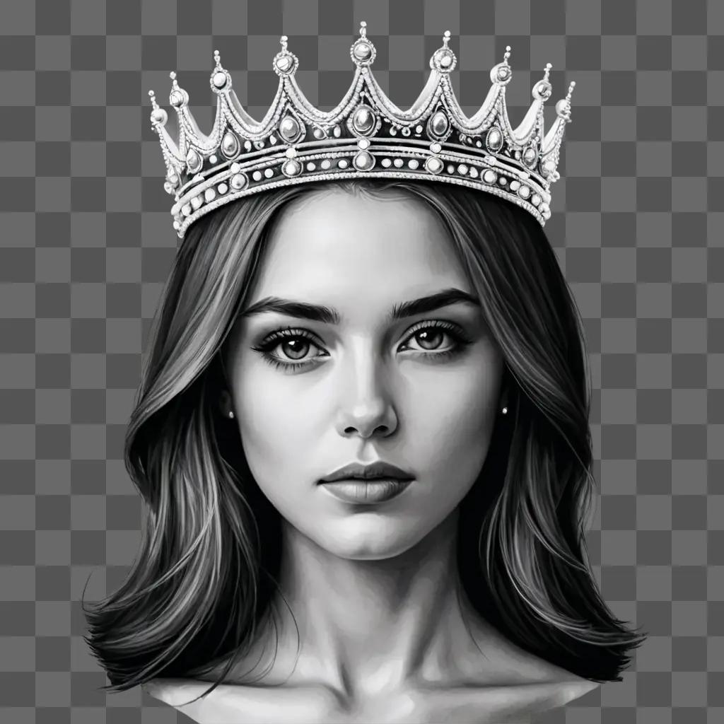 beautiful crown drawing A woman wearing a crown on her head