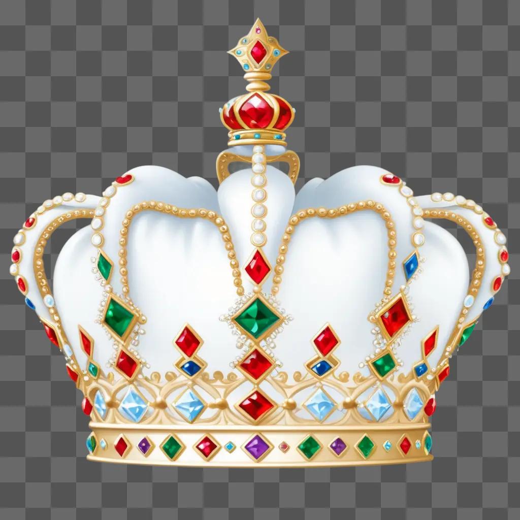 beautiful crown drawing with colorful jewels