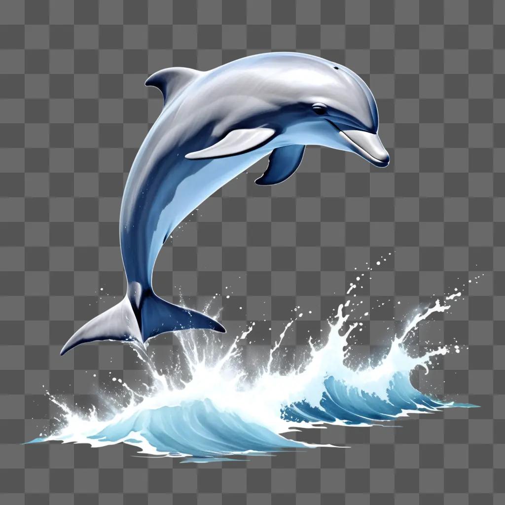 beautiful dolphin drawing in blue and white